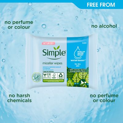 Simple Kind to Skin Micellar Biodegradable Cleansing Wipes 20 Wipes (4)