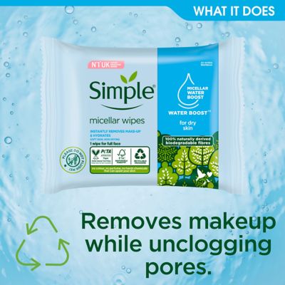 Simple Kind to Skin Micellar Biodegradable Cleansing Wipes 20 Wipes (5)