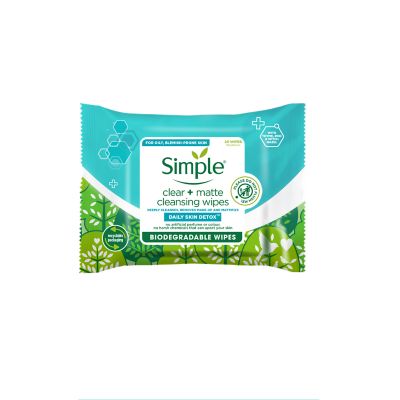 Simple Biodegradable Clear & Matte Cleansing wipes