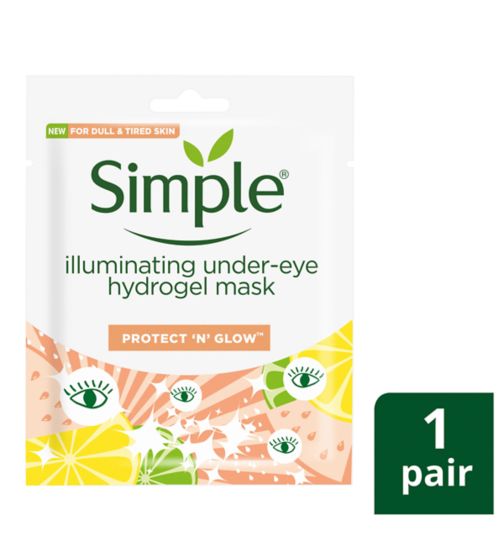 Simple Kind to Skin Brightening Hydrogel Mask with naturally derived fruit enzymes Eye Mask for fine lines and dark circles 2pc