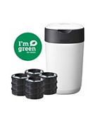 Tommee Tippee Twist and Click Nappy Bin Starter Set, Eco-Friendlier System with 12x Refill Cassettes