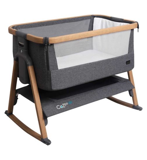 Tutti Bambini CoZee Air Bedside Crib Oak & Charcoal