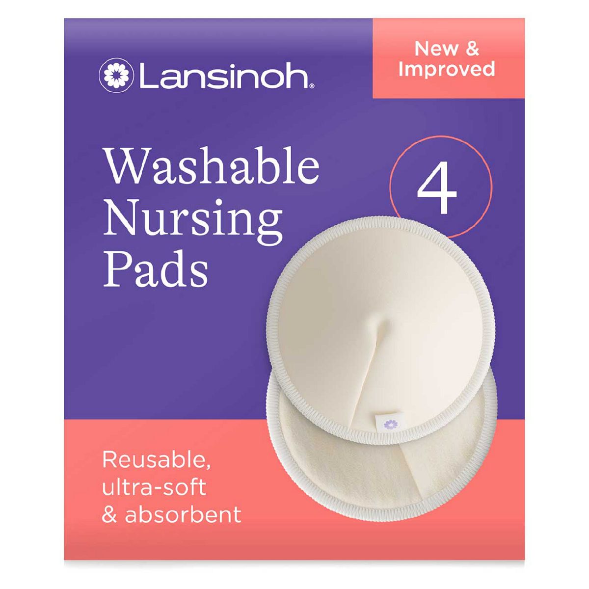 Lansinoh Washable Nursing Pads - Pack Of 4, White