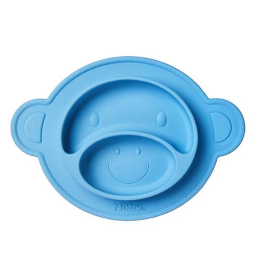 Nuby Monkey Mat Silicone Section Plate - Pink or Blue