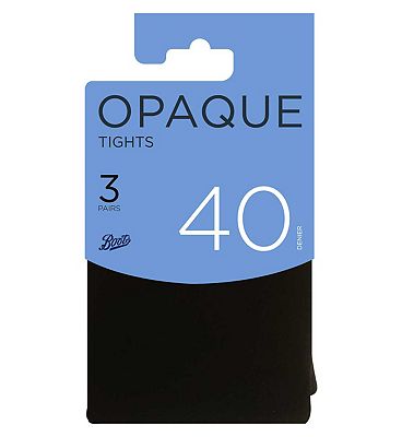 Boots 40 Denier Opaque 3 pair pack Black Medium