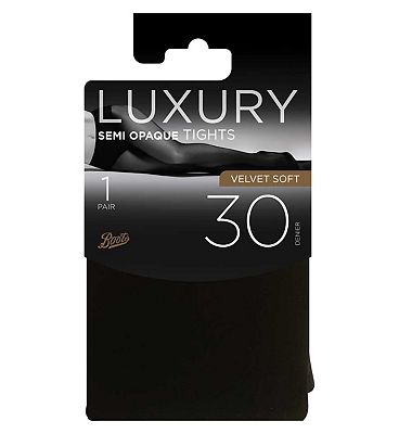 Boots 30 Denier Opaque Luxury Velvet Soft Tights Black Medium