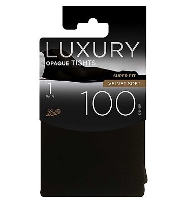 Boots 100 Denier Opaque Luxury Velvet Soft Tights Black Medium