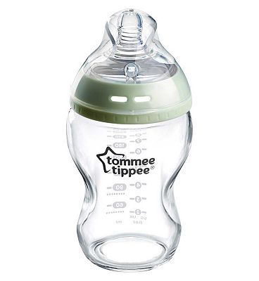 Tommee Tippee Closer to Nature Glass Baby Bottle, Slow Flow Breast-Like Teat with Anti-Colic Valve, 