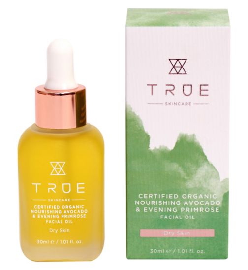 TRUE Skincare Certified Organic Nourishing Avocado & Evening Primrose Facial Oil 30ml