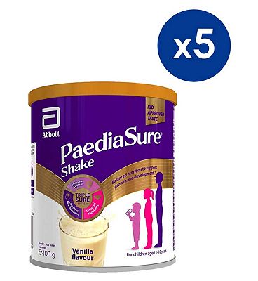 PaediaSure Shake Nutritional Supplement Multivitamin Drink for Kids - Vanilla Flavour 400g 5 pack bu