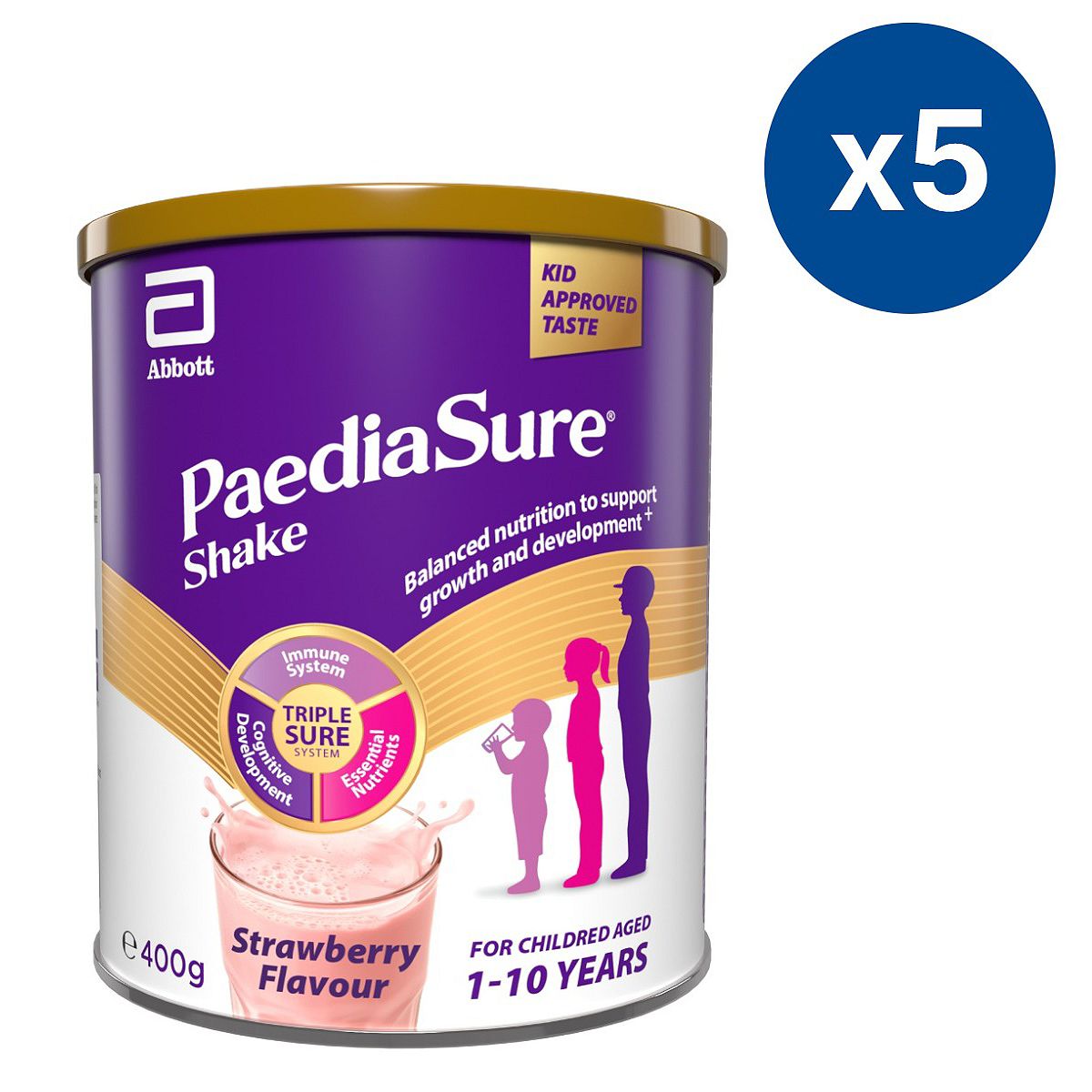 Paediasure Shake Nutritional Supplement Strawberry 400G X5