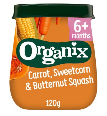 Organix Carrot Sweetcorn & Butternut Squash Organic Baby Food Jar 120g