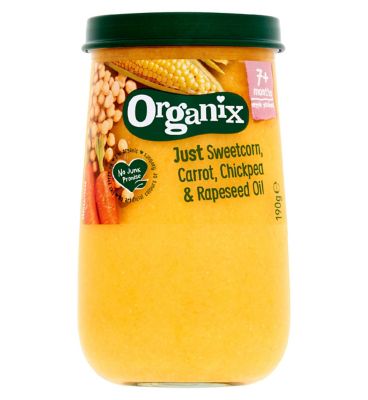 Organix Sweetcorn Carrot Chickpea & Rapeseed Oil Organic Baby Food Jar 190g