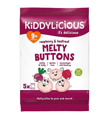 Kiddylicious Raspberry & Beetroot Melty Buttons Baby Snack 9 months+ 5x 6g
