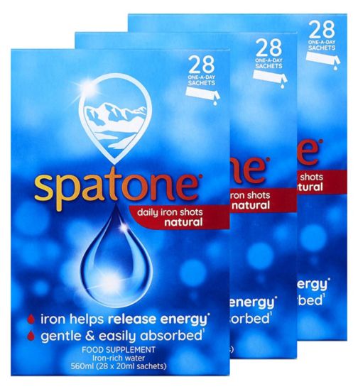 Spatone Daily Iron Shots 28 Sachets;Spatone Natural Liquid Iron 28 Sachet;Spatone Original 3 Month Bundle: 3 x Spatone Daily Iron Shots 28s
