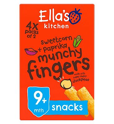 Ella’s Kitchen Organic Sweetcorn and Paprika Munchy Fingers Multipack Baby Snack 9+ Months 4x12g