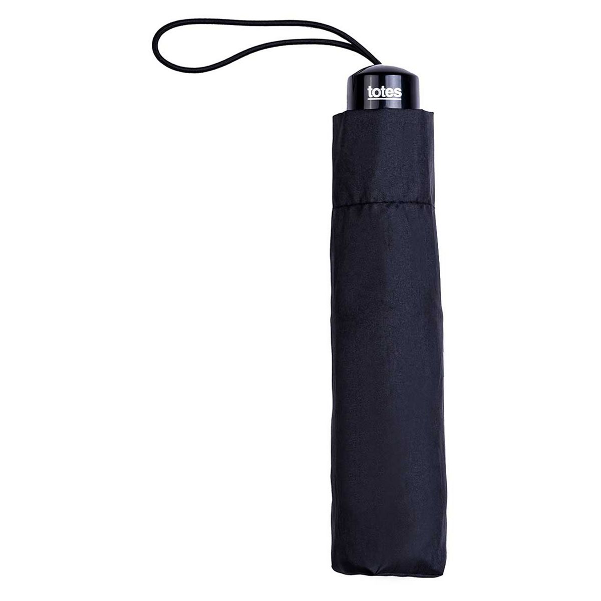 Totes Slim Round Umbrella Plain Black Multicolor