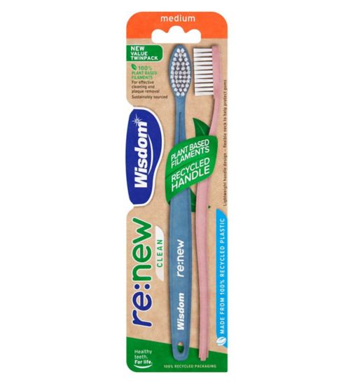 Wisdom Re:new Clean Toothbrush Medium Twin Pack