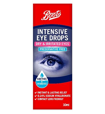 Boots Intensive Dry & Irritated Eyes Preservative Free Eye Drops 10ml