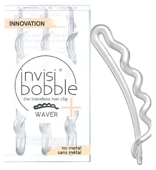 Invisibobble WAVER PLUS Hair Clip, Crystal Clear, 3 Pack