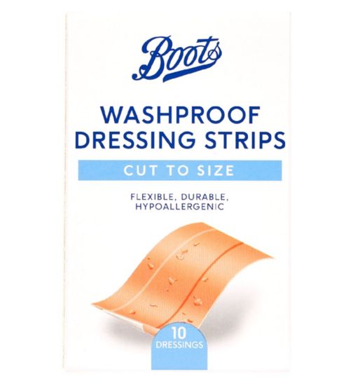 Boots Cut To Size Washproof Dressing Strips - 10 Pack