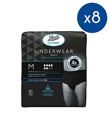 Boots Staydry Men’s Underwear Pants Medium - 80 Pairs (8 Pack Bundle)