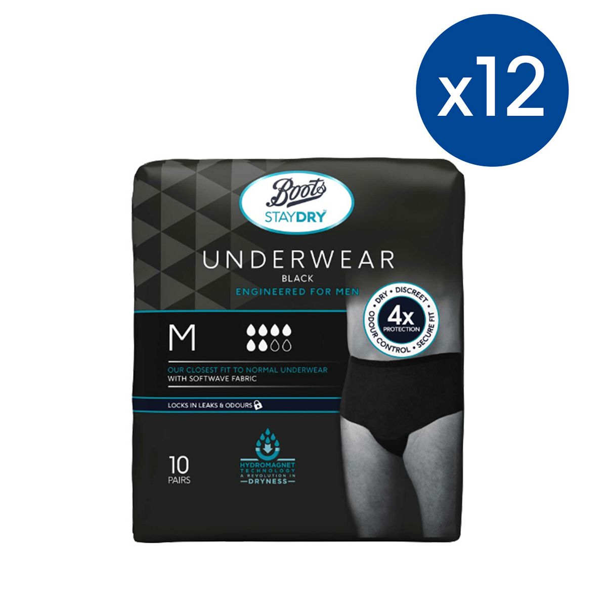 Staydry Boots Men's Underwear Pants Medium - 120 Pairs (12 Pack Bundle)