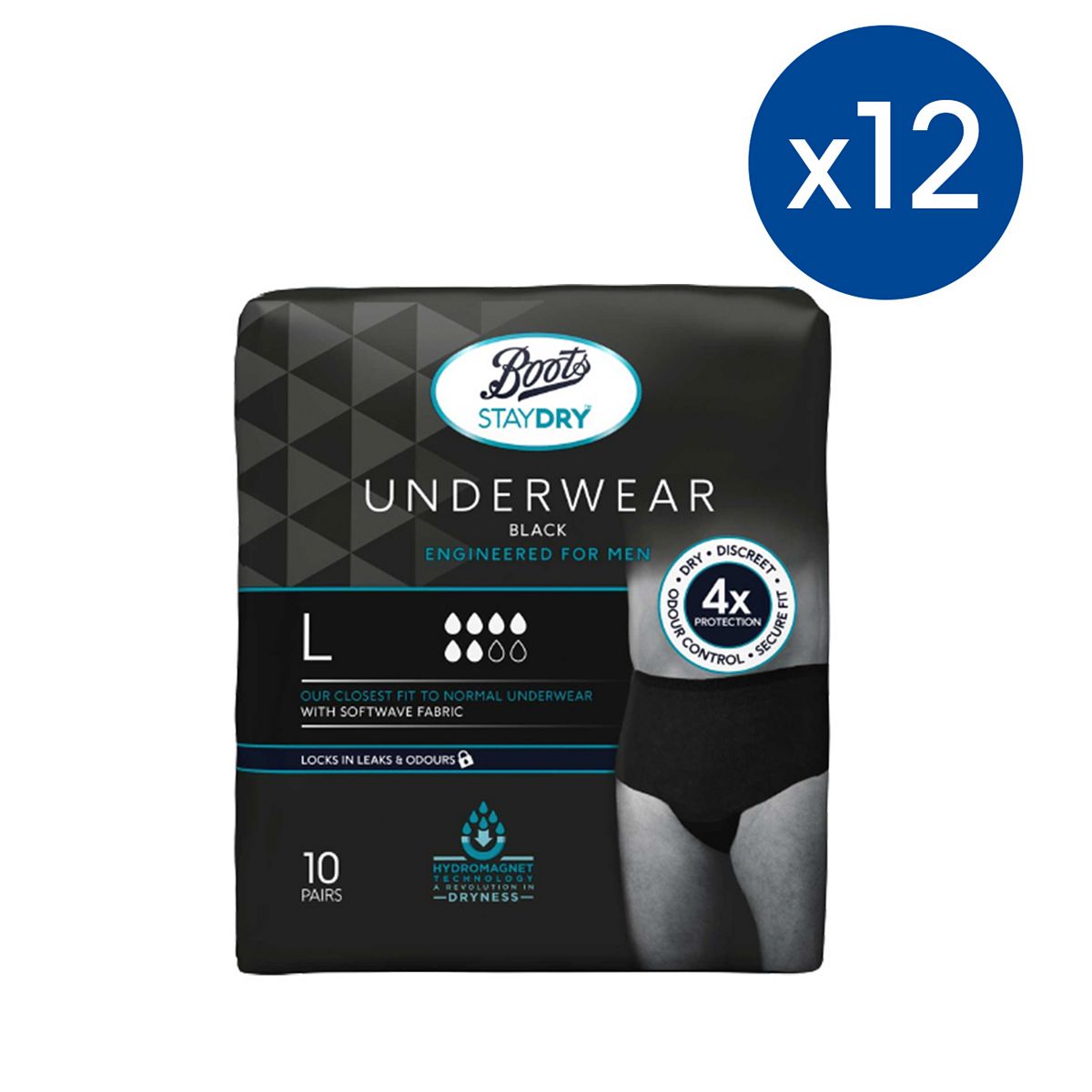 Staydry Boots Men's Underwear Pants Large - 120 Pairs (12 Pack Bundle)