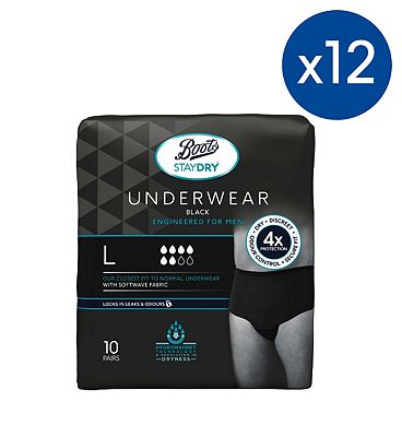 Boots Staydry Men's Underwear Pants Large - 120 Pairs (12 Pack Bundle)