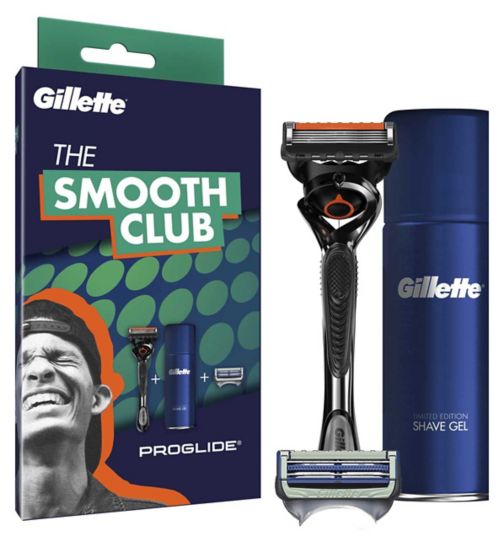 Gillette Smooth Club Pack - Fusion ProGlide Razor + 1 Skinguard Refill Blade, Shave Gel 75ml
