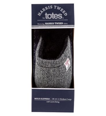 totes harris tweed mule slippers