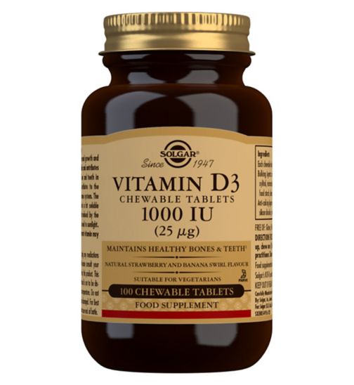 Solgar Vitamin D3 1000 IU (25µg) Chewable - 100 Tablets