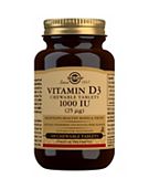 Solgar Vitamin D3 1000 IU (25µg) Chewable - 100 Tablets