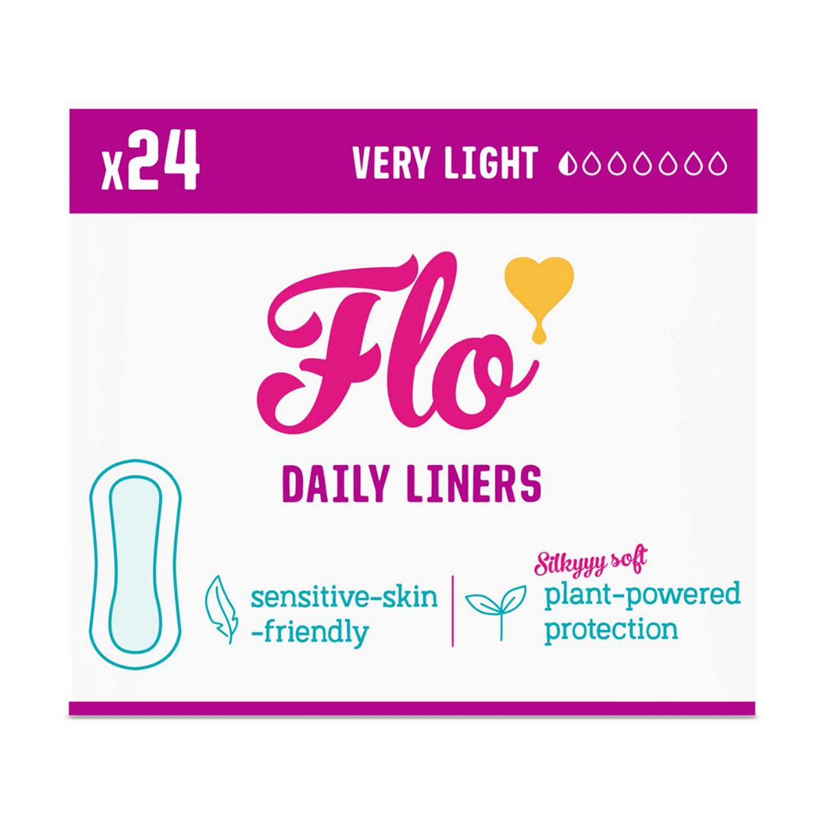 Flo Bamboo Long Daily Panty Liners Wrapped + Ultra Thin (24 Liners)