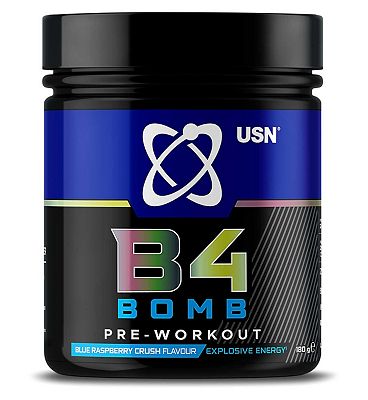 USN B4 Bomb pre-workout drink blue raspberry 180g