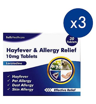 Bells Hayfever and Allergy Relief 10mg Tablets - 30 Tablets (3 Packs) Bundle