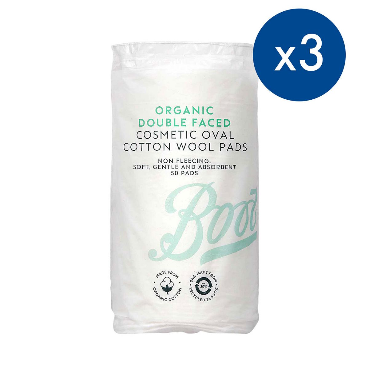 Boots Pack Of 3 Double Faced Oval Cotton Wool Pads 50