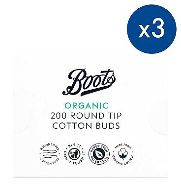 Pack of 3 Boots cotton buds round tip 200