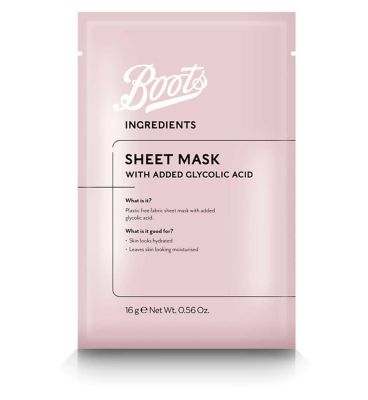 Boots Ingredients Sheet Mask with Added Glycolic Acid