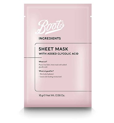 Boots Ingredients Sheet Mask with Added Glycolic Acid