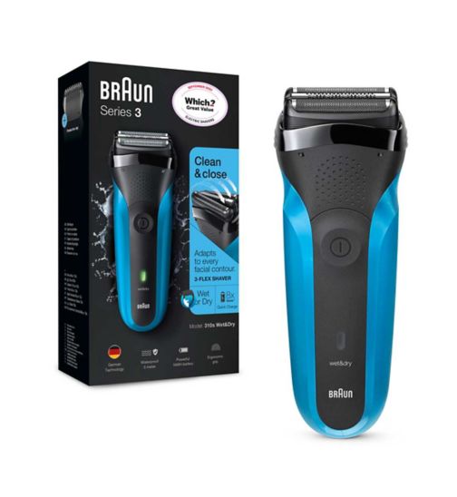 Braun Series 3, Electric Shaver Wet & Dry Razor For Men - Black/Blue 310