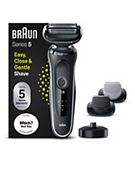 Braun Series 5 Electric Shaver with Charging Stand and 2 Easy Click Attachments - White 50-W4650cs