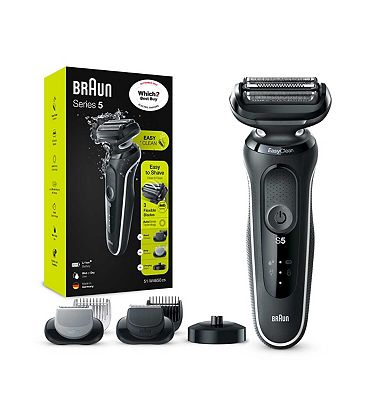 Braun Series 5 Electric Shaver with Charging Stand and 2 Easy Click Attachments - White 50-W4650cs