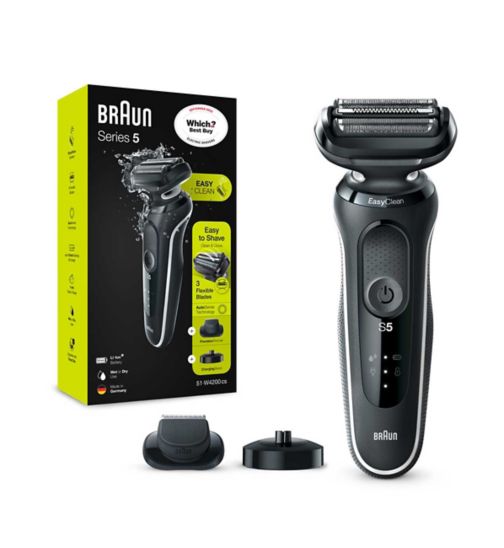 Braun Series 5 50-W4200cs Electric Shaver for Men with Charging Stand, Precision Trimmer, Black/White