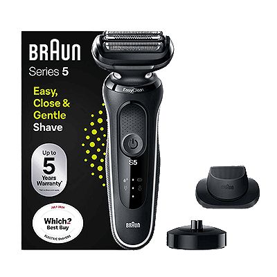 Braun Series 5 Electric Shaver with Charging Stand and Precision Trimmer - Black/White 50-W4200cs