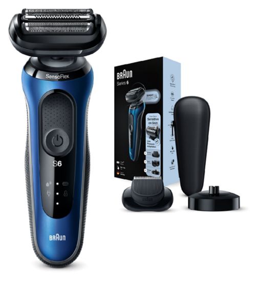 Braun Series 6 60-B4500cs Electric Shaver for Men with Charging Stand, Beard Trimmer, Blue