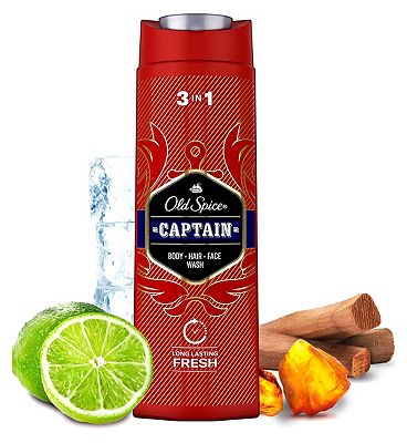 Old Spice Captain Shower Gel & Shampoo For Men 400 ml, 3-in-1, Long-lasting Fresh
