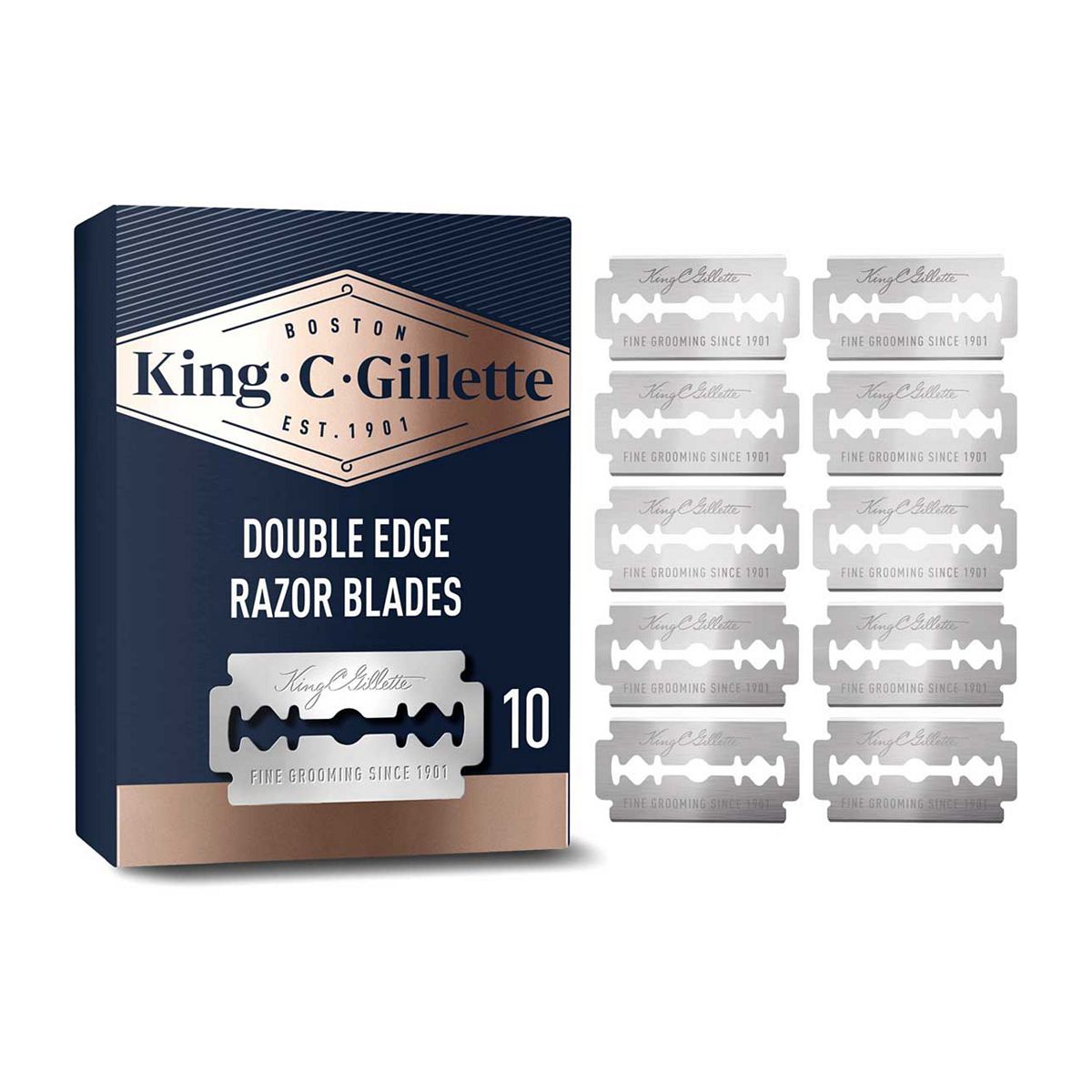 Gillette King C. Men's Double Edge Safety Razor Blades, 10 Refills