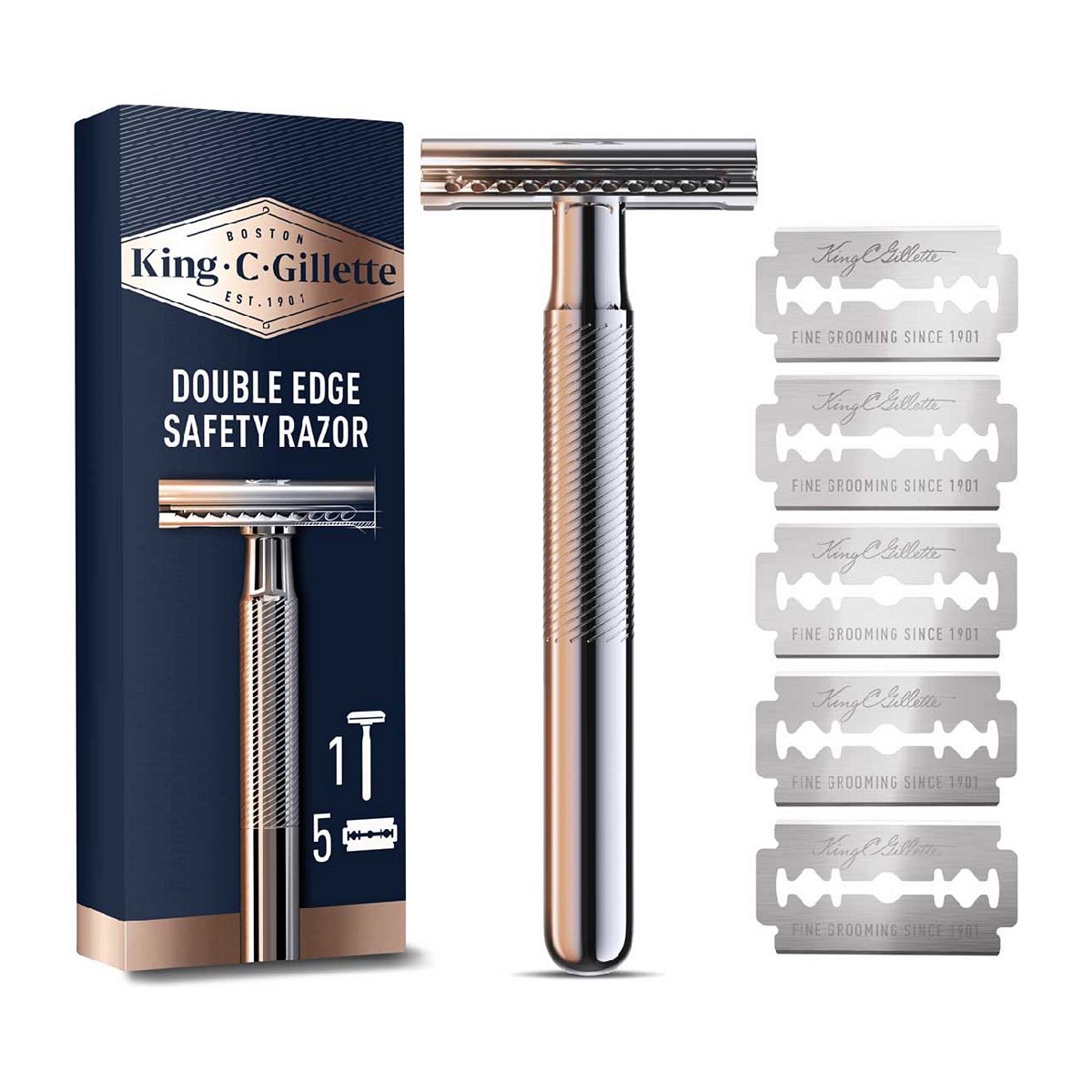 Gillette King C. Men's Double Edge Safety Razor - 5 Blades