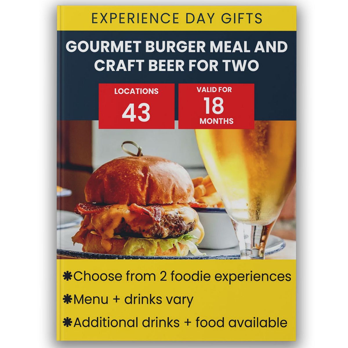 Activity Superstore Gourmet Burger Meal And Craft Beer For Two Gift Experience